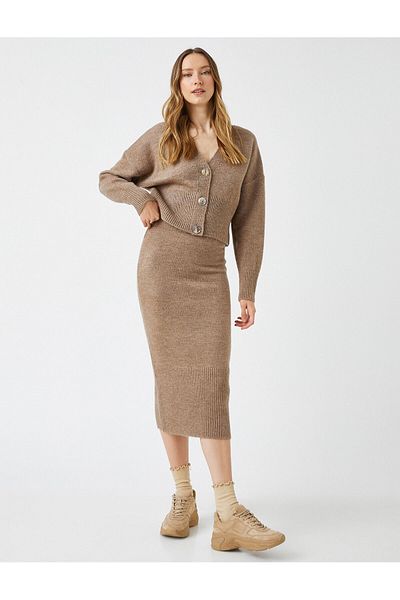 Koton Midi Length Skirt Knitted