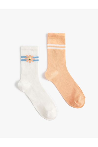 Koton 2-Piece Socket Socks Set with Flower Detail Multicolored