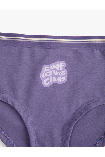 Koton Hipster Panties Slogan Printed Ribbed Cotton