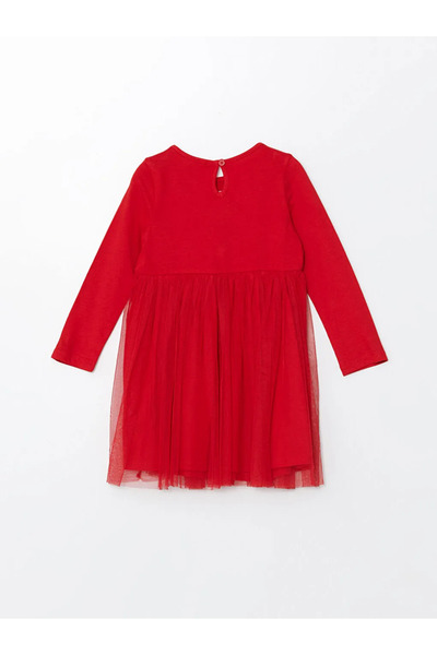 LC Waikiki Lcw Kids Red Crew Neck Christmas Themed Girl's Dress