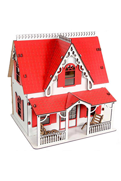 CC Oyuncak Ahşap Kırmızı Villa Ev