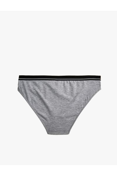 Koton Brief Panties Minimal Print Detailed Ribbed