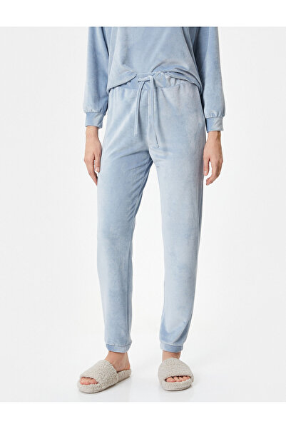 Koton Pantaloni de pijama Jogger din catifea cu snur cu talie din dantela