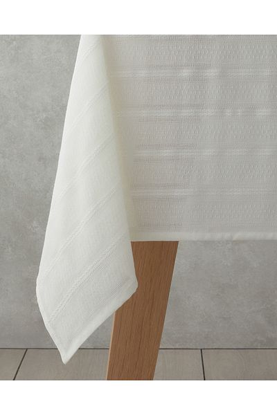 English Home Strides Cream Colored Cotton Tablecloth - 140X200 cm