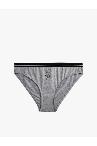 Koton Brief Panties Minimal Print Detailed Ribbed