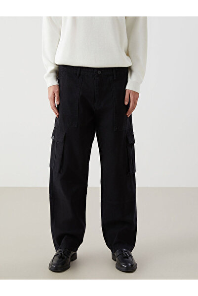 LC Waikiki Black Comfortable Fit Gabardine Men's Cargo Pants