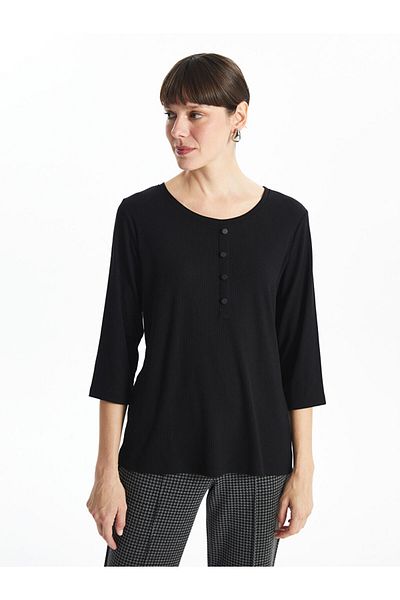 LC Waikiki LCWAIKIKI Klassische Damenbluse mit Rundhalsausschnitt