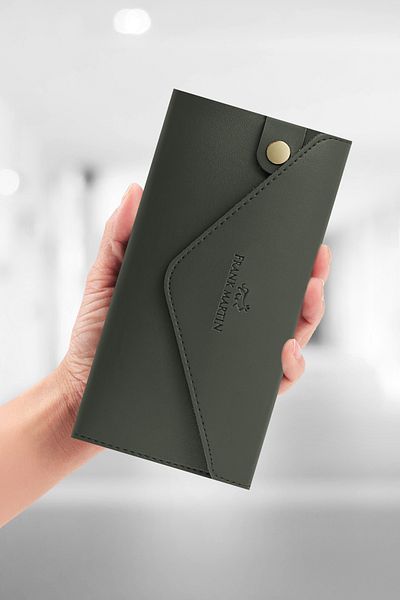 Frank Martin Envelope Model Portfolio - Zumrut Phone, Paper and Coin Compartment, Women's Wallet, Khaki