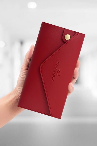 Frank Martin Zumrut Model Portfolio - Women's Wallet with Paper and Coin Compartment, Red