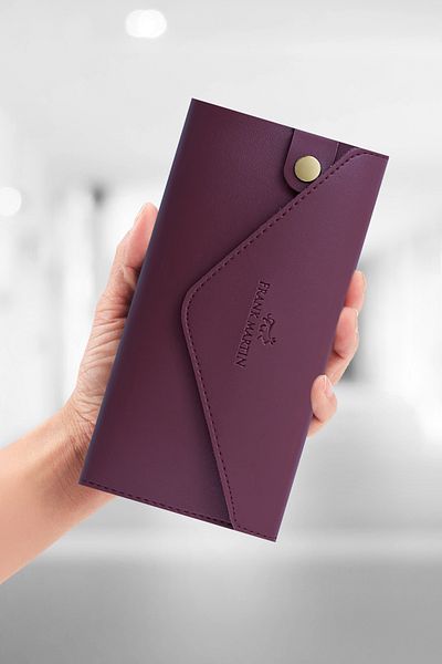 Frank Martin Purple Zumrut Women's Portfolio Wallet with Phone Paper and Coin Compartment