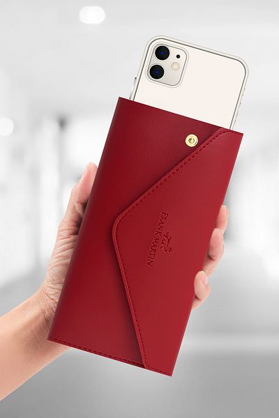 Frank Martin Zumrut Model Portfolio - Women's Wallet with Paper and Coin Compartment, Red