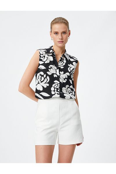 Koton Floral Shirt Sleeveless Buttoned Viscose