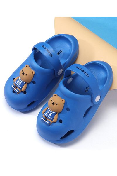 Babyoye Teddy Detailed Clogs with Back Strap Closure - Blue