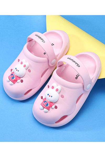 Babyoye Bunny Detailed Clogs with Back Strap Closure - Pink