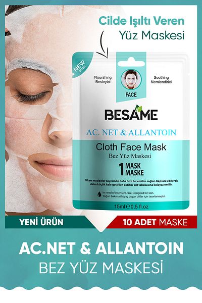 Besame Ac.net & Allantoin Moisture Bomb Paper Face Mask 10 Pack