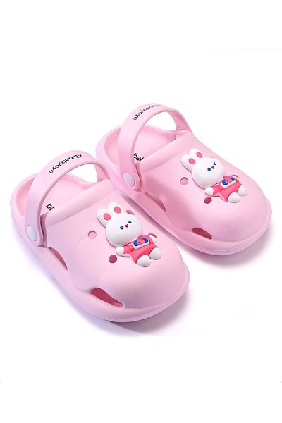 Babyoye Bunny Detailed Clogs with Back Strap Closure - Pink