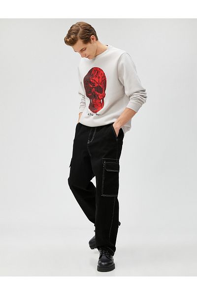 Koton Φούτερ με λαιμόκοψη Skull printed