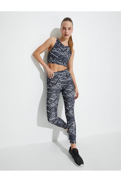 Koton Jambiere sport cu model abstract, talie înaltă, slim fit