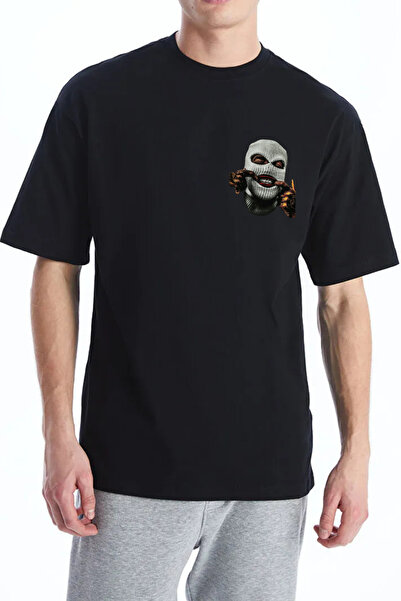 barsdepo Tricou oversize cu imprimeu Smile, tricou oversize unisex negru