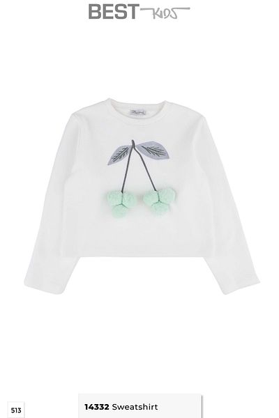 best kids Girl's Ecru-Powder Cherry Patterned Sweatshirt