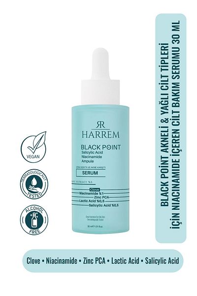 Harrem Skin Care Serum with Niacinamide for Acne & Oily Skin Types 30 ml Black P.Int
