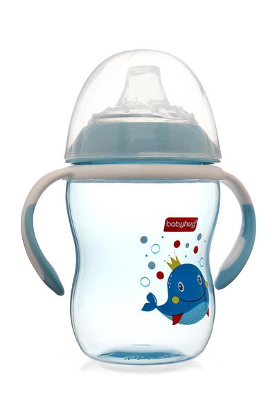Babyhug Babyhug Training Cup with Twin Handles, Soft Spout, BPA-Free, Blue - 250mL for Ages 6-24M