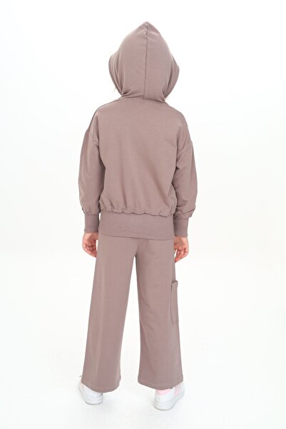 Toontoy Κοριτσίστικο σετ αθλητικής φόρμας με με κουκούλα φερμουάρ και λεπτομέρεια με βολάν