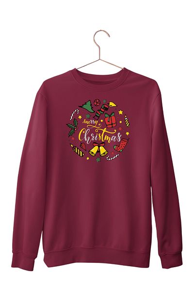 ESTİLİVO Round Christmas Printed Unisex Oversize Sweat Hoodie - Men's and Women's Regular Clothing