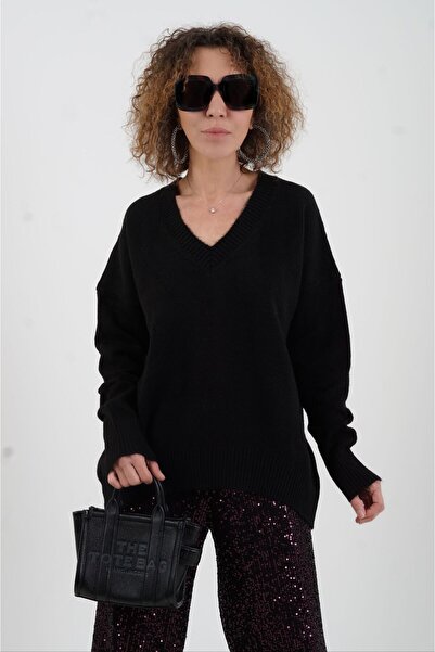 Zelish My Sister Cel mai bun pulover negru cu decolteu în V