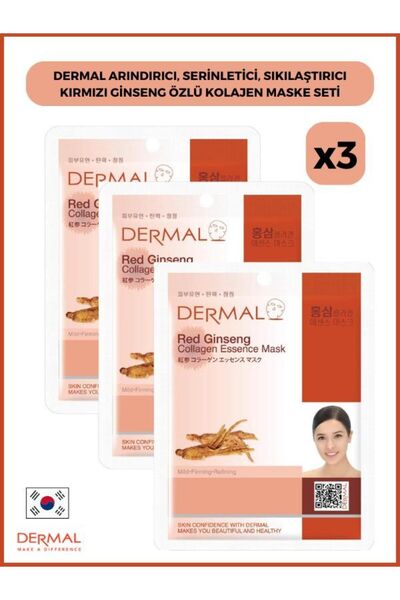 Dermal Arındırıcı, Serinletici, Sıkılaştırıcı Kırmızı Ginseng Özlü Kolajen Ma...
