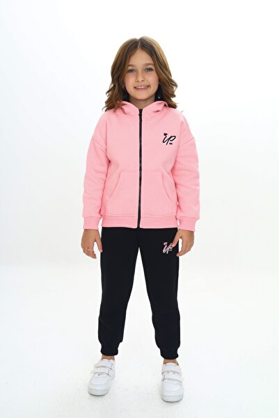 Toontoy Κοριτσίστικο Σετ Φόρμας με κουκούλα Φερμουάρ με τύπωμα