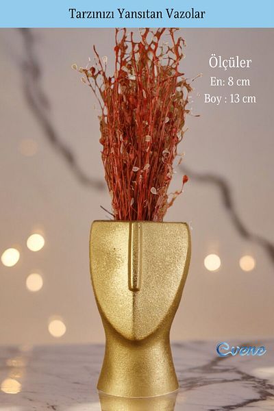 Evene Small Vase for Home Decoration - Table Top and Gold Color Model 20