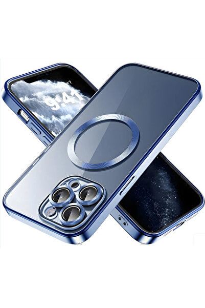 Fibaks Apple Iphone 11 Pro Max Uyumlu Kılıf Kamera Lens Korumalı Şeffaf Renkli Logo Gösteren Parlak Kapak