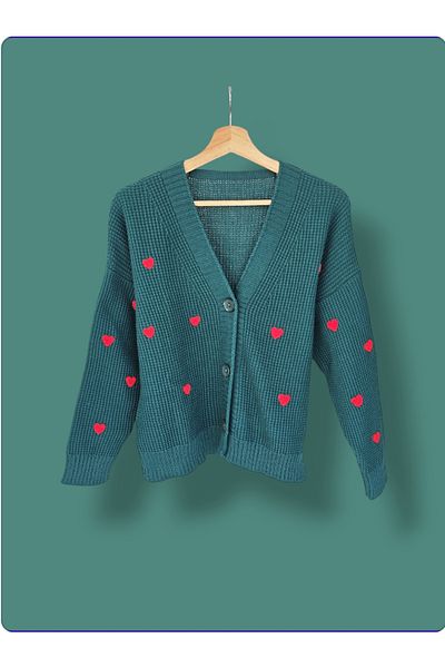 ENDAMIM 3 Button Short Knitted Cardigan