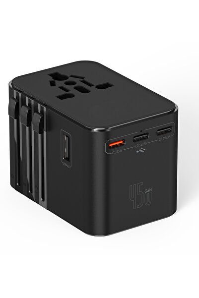 MATECHNO Evrensel EU US AU UK Priz Fiş Çevirici Dönüştürücü Seyahat Adaptörü 2x USB 3x Type-C Port Çıkışı