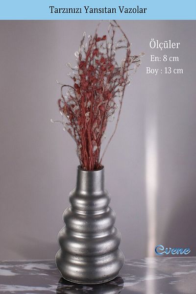Evene Small Vase - Table Top Vase, Home Decoration, Silver Antique Color Model 8