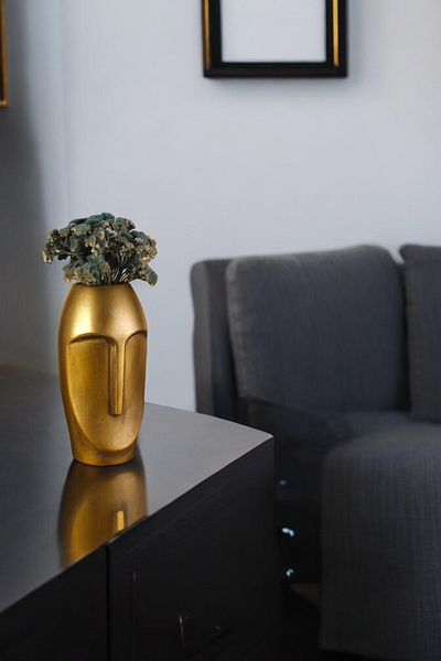 Evene Vase Small Vase Tabletop Vase Home Decoration Vase Gold Antique Color Model 32