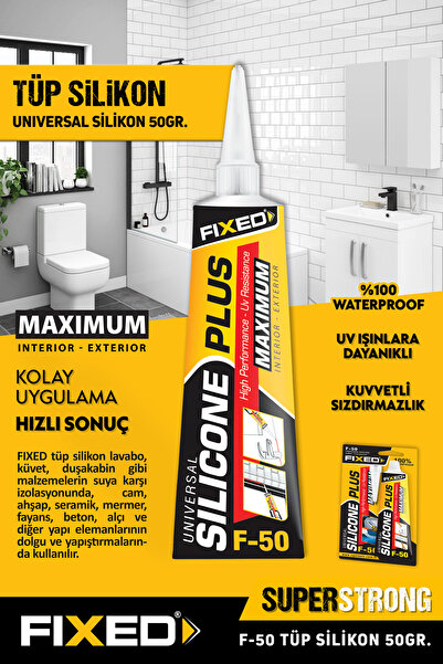 FIXED F50 Genel Çok Amaçlı 50 Ml.Tüp Silikon Yapıştırıcı Şeffaf