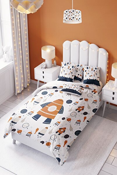 dekomingo Mustard and Planet Patterned Duvet Cover Set (Without Sheets) – 155...