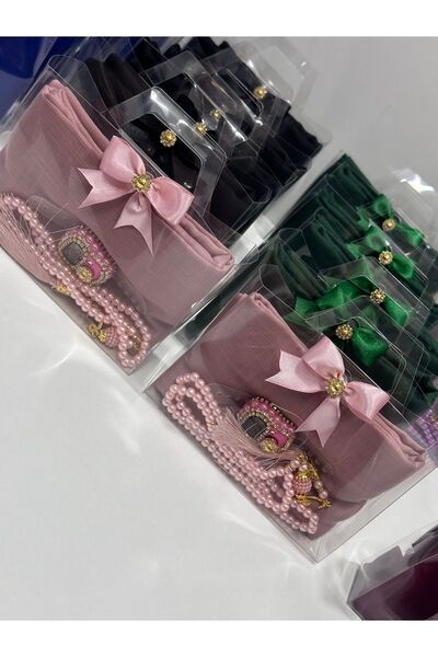 Genel Markalar 10 Adet Pudra Hediyelik Kutulu Örtü,tesbih Ve Taşlı Zikirmatik...