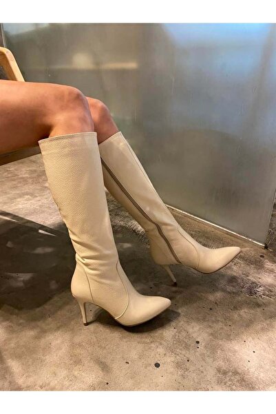 LA PASSION BEJ DERİ TOPUKLU ÇİZME