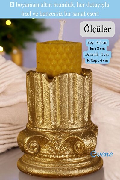 Evene Altın Mumluk Şamdan Tealight Mum Uyumlu Model 39