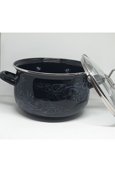 Avşar Enamel House Black Decored 22 cm 3.5 Liter Enamel Cooker