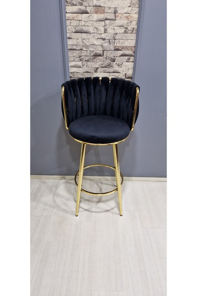 Rozexi Sarmaşık Tekli Bar Sandalyesi Bar Taburesi Gold Metal Mutfak Sandalyes...