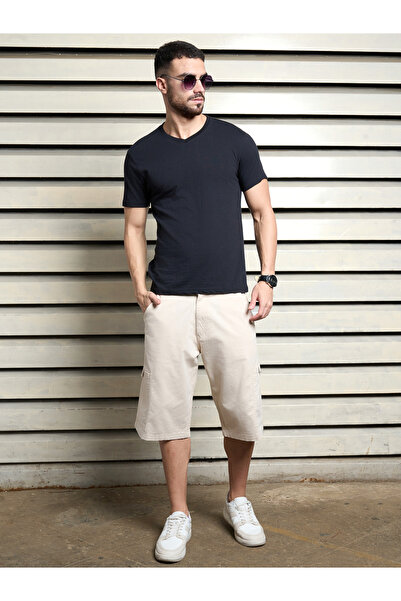 High Star By Styli Solid Cargo Shorts with Belt Loops