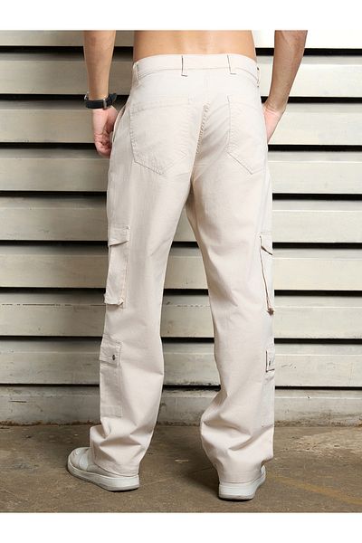 High Star By Styli Solid Loose Fit Mid Rise Cargo Pants