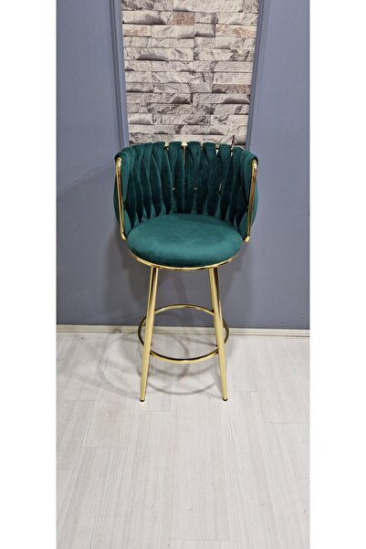 Rozexi Sarmaşık Tekli Bar Sandalyesi Bar Taburesi Gold Metal Mutfak Sandalyes...