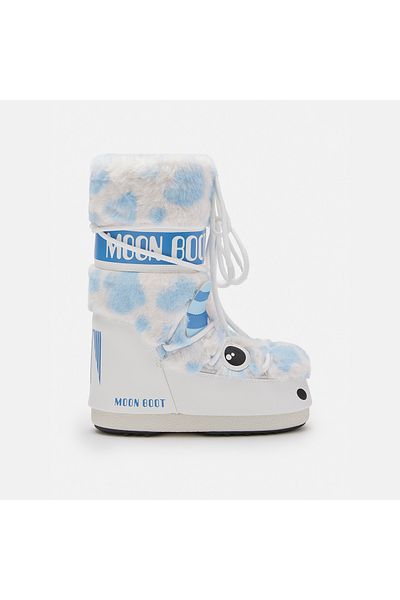 MOON BOOT Women's / Girls' Boots (Snow) 80D 3400260 -Af19 Moon Boot Icon Yeti Faux Fur White/Light Blue (23-26)