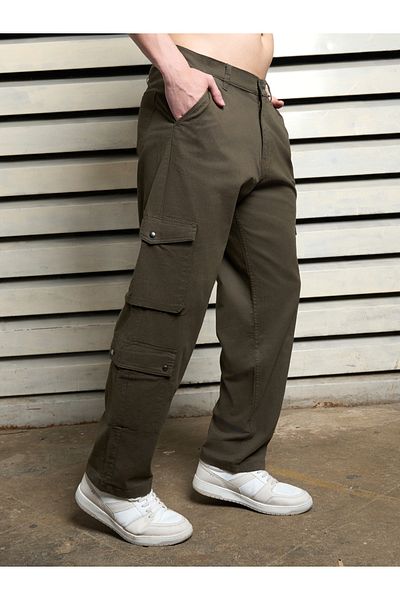 High Star By Styli Solid Loose Fit Mid Rise Cargo Pants