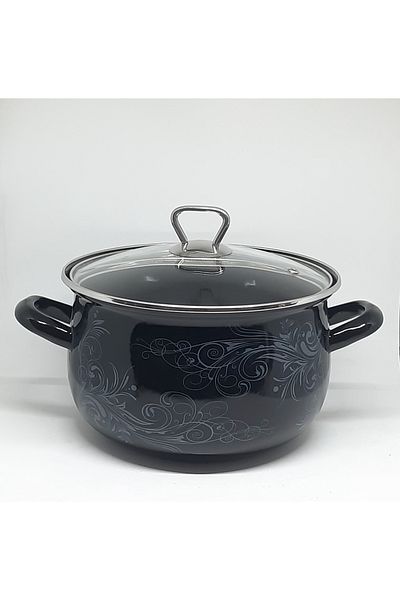 Avşar Enamel House Black Decored 22 cm 3.5 Liter Enamel Cooker